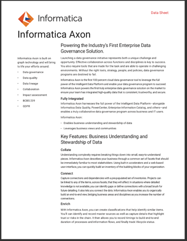Informatica AXON | Datasheet