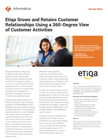 Etiqa Creates 360-Degree View of Customer Activities | Success Story