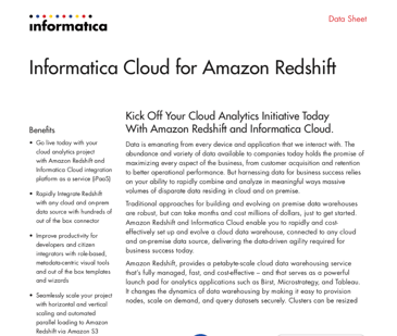 Informatica Cloud for Amazon Redshift